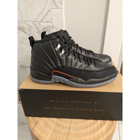 Air Jordan 12 Retro Black Bright Crimson Mens Size‎ 14 Sneakers